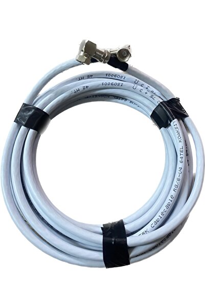 Derwell 10 Metre Hazır Uydu Anten Kablosu L Tipi 90 Derece F Konnektörlü Full...