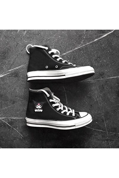 Touz Niiss Butik Kuromi Сидячі чорні канвасові черевики з принтом