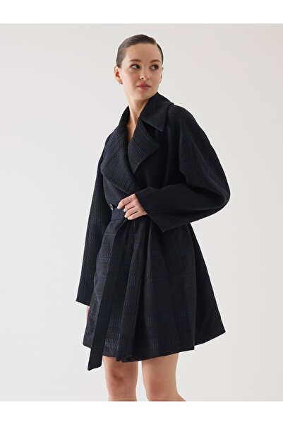 Juste Studio Black Chenille Belt Detailed Coat