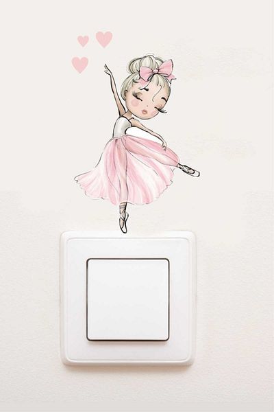 Piksel Grafik Ballerina Children's Room Socket Sticker