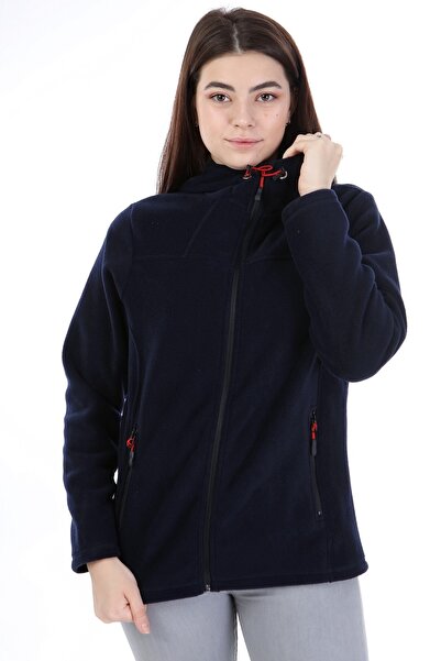 VEGA PORT Γυναικείο Fleece Navy Blue με κουκούλα με φερμουάρ