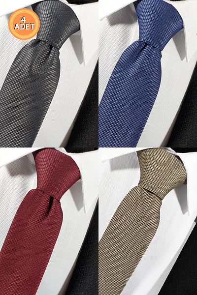 BLC Basic Line Co. مجموعة Advantage المكونة من 4 ربطات عنق ومنديل باللون الأزرق المدخن والأحمر الداكن والبيج