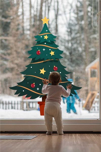 Piksel Grafik Christmas New Year Tree Sticker