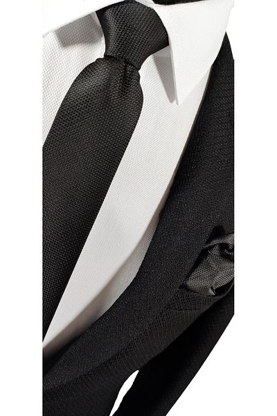BLC Basic Line Co. Set of 4 Advantage Tie and Handkerchief in Black, Smoked Silver, Gray and Navy Blue Colors