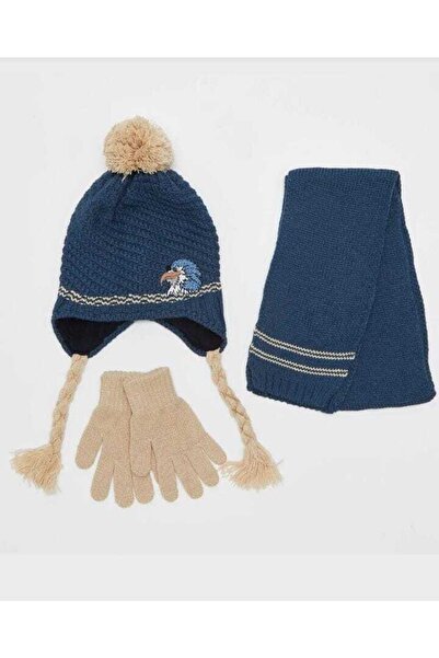 sema aksesuar 3 - 8 Years Old Boy Eagle Embroidered 3-Piece Beanie Set - New ...