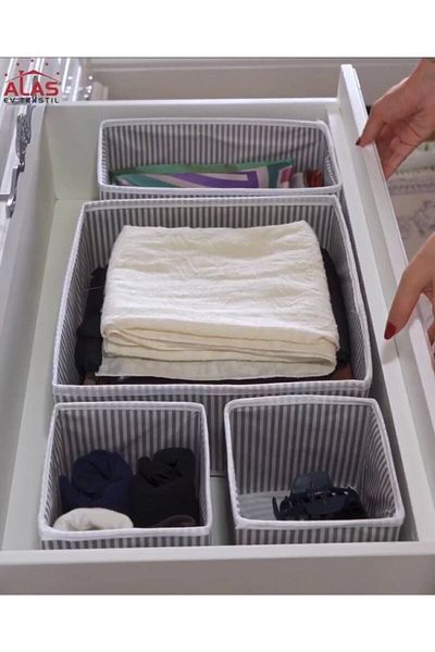 ALAS Σετ συρταριέρα Organizer Γκρι Organizer Box 4 τεμαχίων (διαμερίσματος).