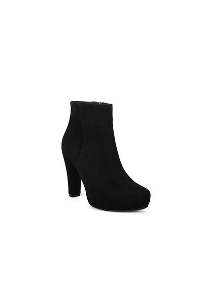 KARVENSHOES Γυναικείες γνήσιες μαύρες σουέτ μπότες με εσωτερική κρυφή πλατφόρμα 706