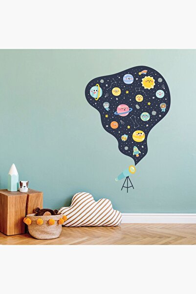 Jüppo Gece Gökyüzü Duvar Sticker, Gezegenler, Yıldızlar, Teleskop, Bebek ve Ç...