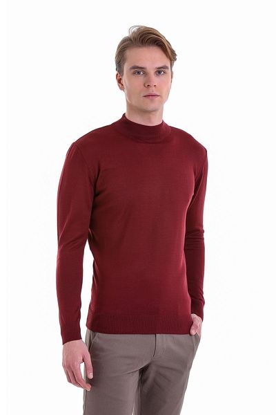 Hatemoğlu Tile Comfort Fit Plain Half Turtleneck Wool Wool Sweater