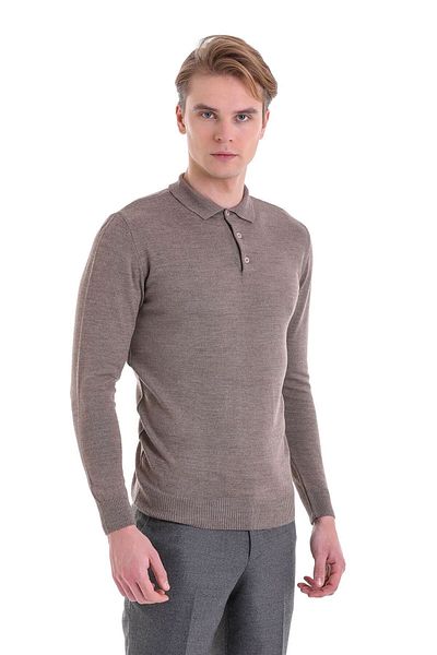 Hatemoğlu Μάλλινο πουλόβερ Mink Comfort Fit Flat Polo γιακά