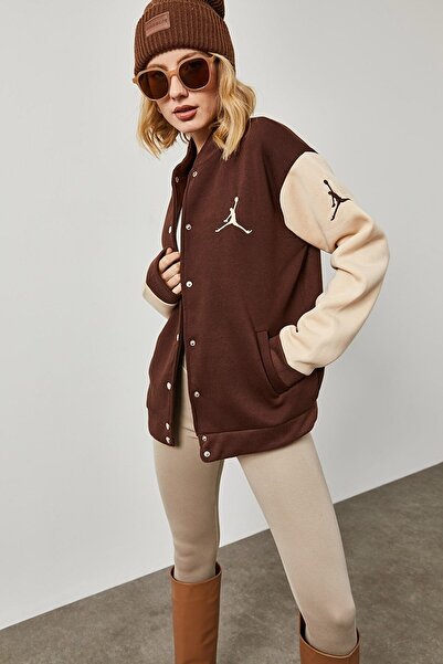 Machetta Кафяво голямо колежанско яке с въздушен принт