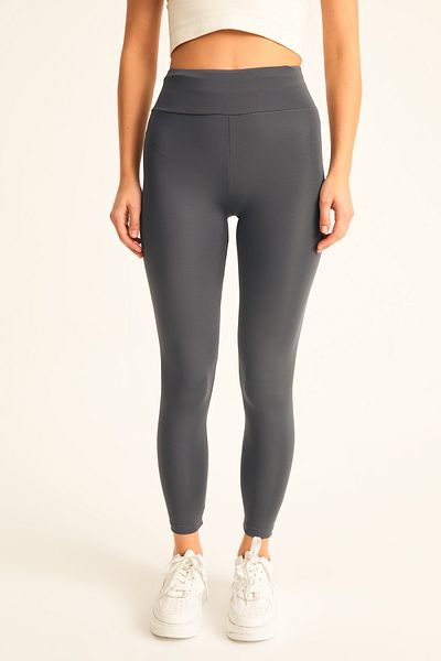 LACHT Pantaloni de damă, antracit, Nano Fit, cu talie înaltă, cu nervuri