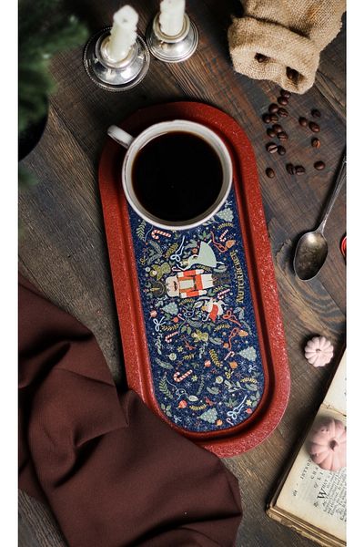 EVLE Ee168-v1 Tales Nutcracker Patterned Oval Tray 16x35 Cm