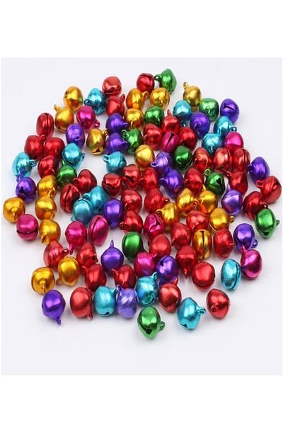 TİNEKE 50Pcs 12mm Mixed Color Handle Bell,Cyan,Rattle,Metal Amigurumi Bell,Jewelry Accessory Making