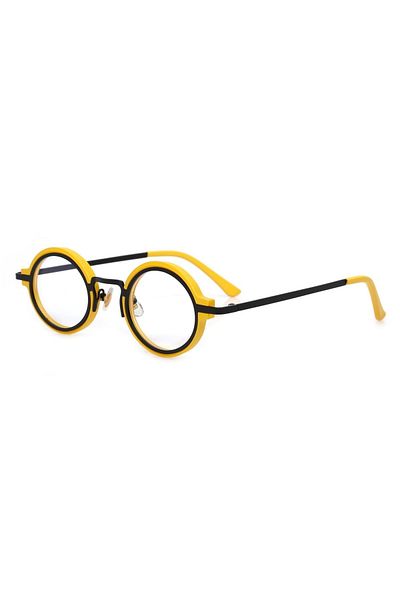 Angel Eyes Yellow Black Frame Clear Glass Oval Women's Sunglasses