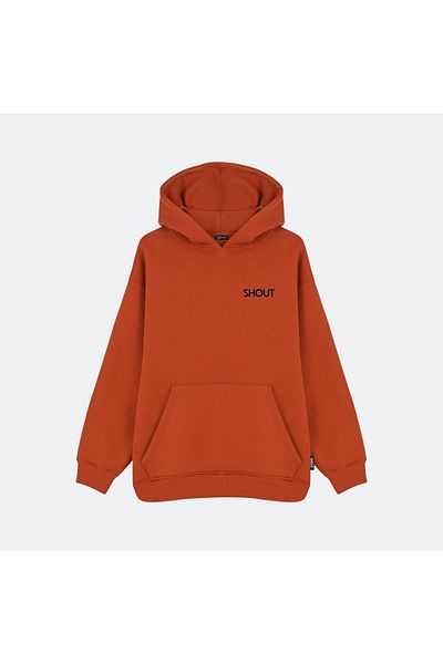 Shout Oversize Brick Red Basic Unisex Oldschool Hoodie