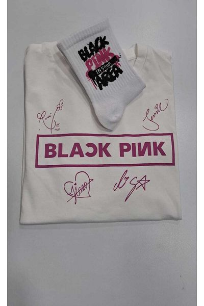 GC GÖKHAN CLUB Blackpink Unisex Owersize T-shirt Συνδυασμός κάλτσες