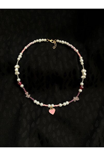 TASARIM35 Pembe Kuvars Taşlı Kolye