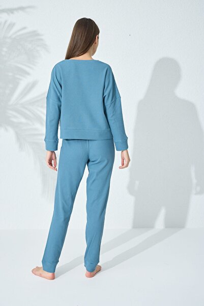 Siyah İnci Indigo Örme Pijama Takımı