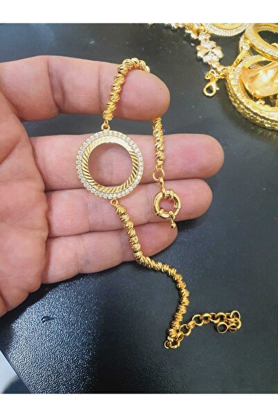 barisiva gold 22 Ayar Altın Kaplama Çeyrek Çerçeveli Dorikalı Zirkon Taşlı Bi...