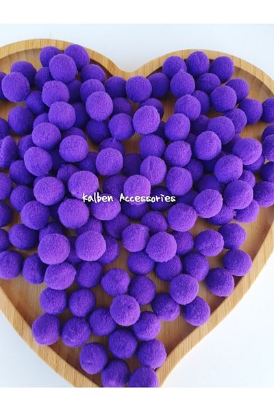 kalben accessories Dark Purple Plush Soft Pompom 2 Cm 100 Pieces