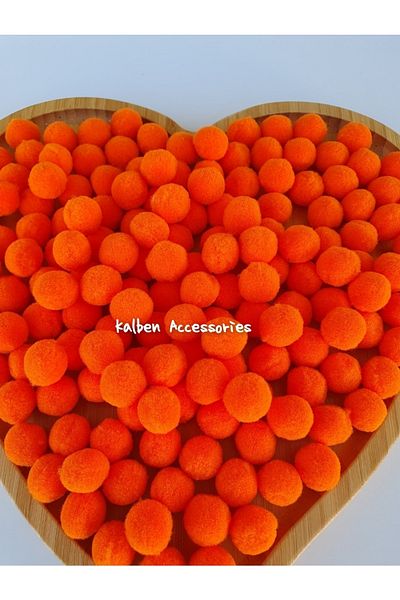 kalben accessories 100 Pieces Dark Orange Plush Soft Pompom - 2 Cm
