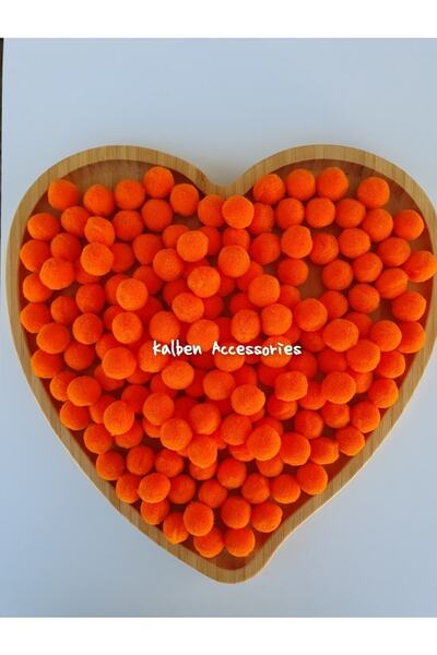 kalben accessories Koyu Turuncu Peluş Yumuşak Ponpon 2 Cm 100 Adet
