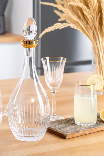 ACAR Aqua Joanne Kristal 25 Parça Bardak Seti - Gold