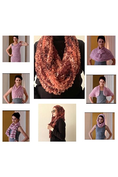 yumakça Omuz Şalı Kartopu Sihirli Şal Kahverengi