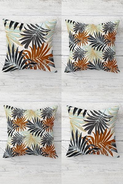 EKO Tropical Leaf Patterned Concealed Zippered Throw Pillow Cover Sofa Pillow Cover Set (4pcs)