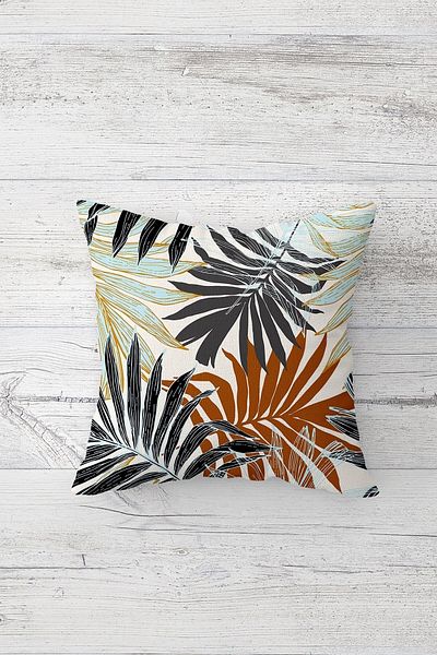 EKO Tropical Leaf Patterned Concealed Zippered Throw Pillow Cover Sofa Pillow Cover Set (4pcs)