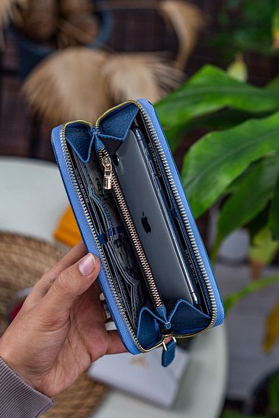 Vianel New York Тюркоазен дамски портфейл Eliza от естествена кожа