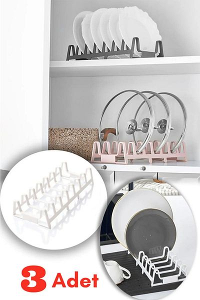 Mutfak Köşesi 3 Pieces of 7 Compartments Inside the Cabinet, Pot, Lid and Plate Organizer, Drying Rack, Organizer