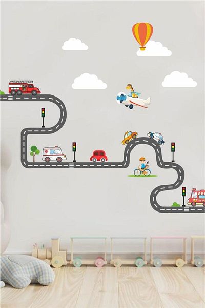 Piksel Grafik Autocolant pentru cameră pentru copii Traffic Set