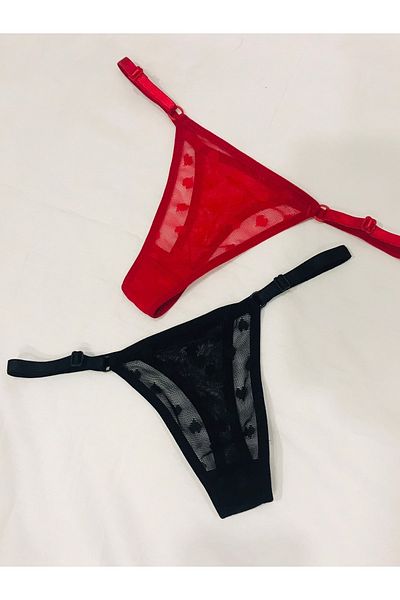 mendoza store Комплект от 2 бикини с дантела (регулируеми закопчалки, съвместими с размери S-M-L-XL)