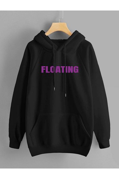 DEEPSENCE Unisex Hooded Sweatshirt Floating Back Print Black