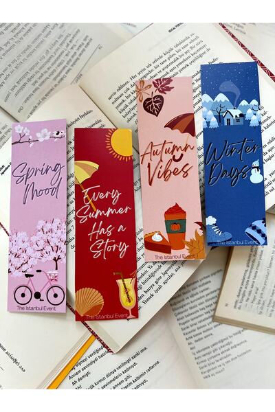 The Istanbul Event 4'lü 4 Mevsim Yaz-kış-ilkbahar-sonbahar Temalı Kitap Ayrac...