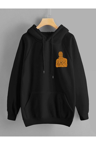 DEEPSENCE Unisex Hooded Sweatshirt Money Talk Back Print Black