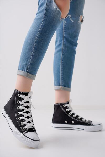 Lofty Bilekli Jel Taban Keten Siyah Spor Ayakkabı