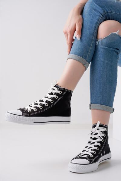 Lofty Bilekli Jel Taban Keten Siyah Spor Ayakkabı