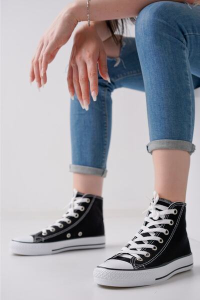 Lofty Bilekli Jel Taban Keten Siyah Spor Ayakkabı