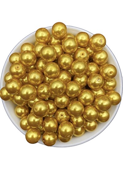 Hedef Bijuteri 14mm Sarı / Gold Altınsarısı Renk Cam Inci Boncuk, Takı Aksesu...