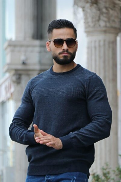 FBI Men's Claret Red Slim Fit Crew Neck Knitwear Sweater 93081