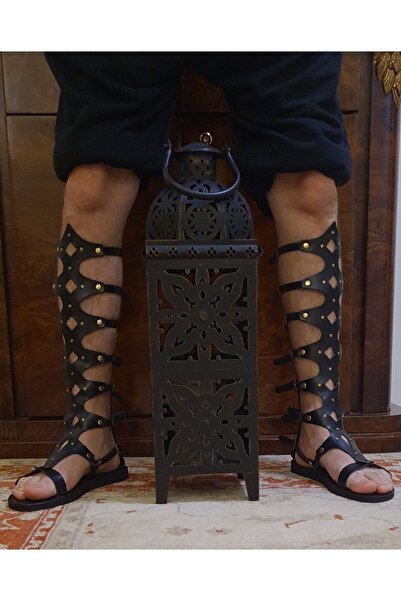 Bostini صنادل مصارع جلدية طويلة للرجال من العصور القديمة المصرية