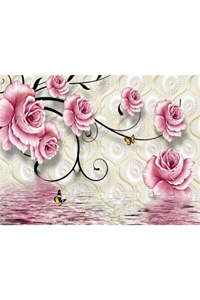 EkoDekor 3 Boyutlu Duvar Kağıtları Çiçek Desen 3d Özel Tasarım Duvar Kağıdı 063 Vinil