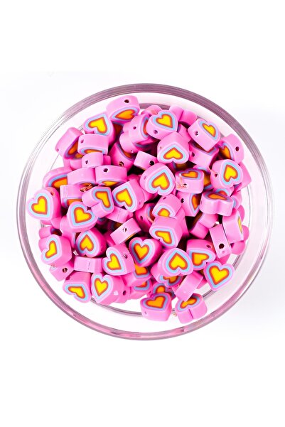 yfhobi 10 Adet - Polimer Fimo Boncuk, Kalp Desenli Polimer Kil Boncuk. 1. Kalite