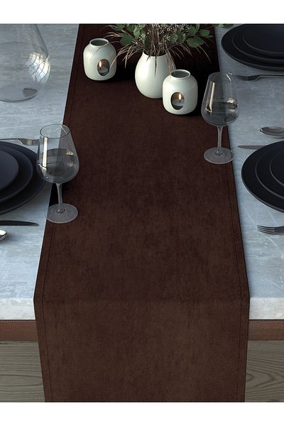 Demor Home Velvet Textured Chocolate Brown Runner