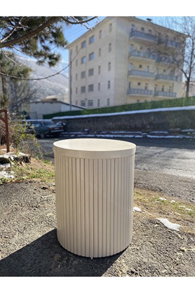 KK DEKORASYON K&k Dekorasyon Yeni Bej Çıtalı Mantar Sehpa