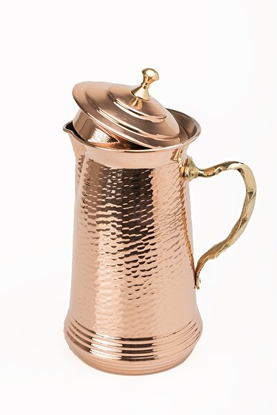 DMT COPPER HOME Dmt Gaziantep Bakır El Dövmeli Sürahi Kalaylı Yük:27 Cm Kalınlık:0,5mm 1,75 Litre Kapasite Çap:13cm