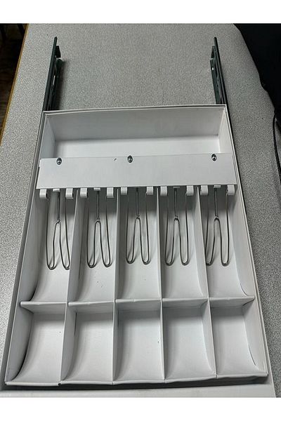 Acil Pano Metal Bank Type Metal Cash Drawer Unbreakable 5 Compartments Plug Compartment